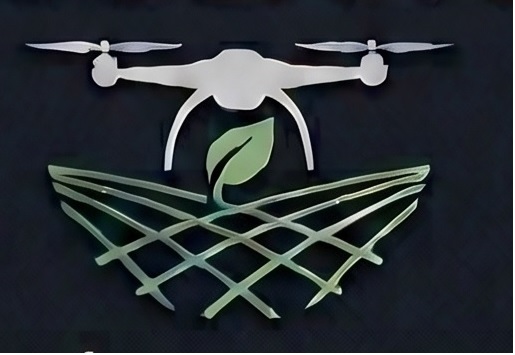 Logotipo de AgroScan JLM: dron sobre cultivos y una hoja